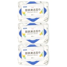 拋棄式廚房萬用去汙清潔濕紙巾 80抽, 3包