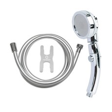 HOMEDAUM 360度旋轉三段式調節蓮蓬頭(附止水鈕)+防纏繞PVC淋浴軟管2m組, 1組, 混色