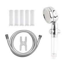 家庭式高級 5way 水壓控制按摩過濾器淋浴 + 過濾器 5p + 防垢管式淋浴軟管 2m 套裝, 1組