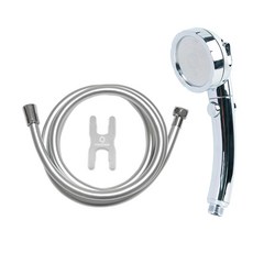 HOMEDAUM 3段式按摩開關止水蓮蓬頭 + 防纏繞柔軟PVC淋浴軟管 2m, 1個, 混色