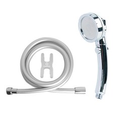 HOMEDAUM 三段式調節蓮蓬頭(附止水鈕)+防纏繞PVC淋浴軟管1.5m組, 1組, 混色