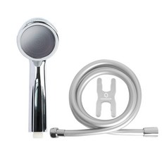 HOMEDAUM 暴風增壓蓮蓬頭+防纏繞PVC淋浴軟管1.5m組, 1組