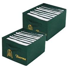 手提衣褲收納 9格 T恤, 綠色, 2個