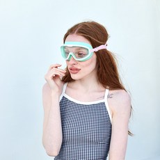 SNEFF 成人用海洋寬版泳鏡, 1個, 薄荷綠 + 粉紅色