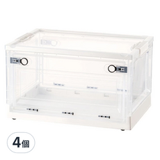 三開摺疊收納箱 50L 多種顏色, 大(51 x 36 x 29.5cm), 潔潔白 + 透明, 4個