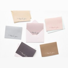 Walgadaks 高級感謝迷你卡片 卡片6款 + 信封6款 B套組, 憂鬱薰衣草, 淡天藍, 純米色, 巧克力酒紅, 迷霧玫瑰, 迷霧棕, 1套