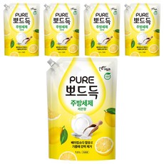 피죤 퓨어 뽀드득 주방세제 레몬향, 1.2L, 5개