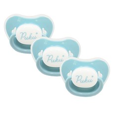 PUKU 藍色企鵝 拇指型較大安撫奶嘴, 6個月以上, 矽膠奶嘴, 不含BPA, 水藍色, 3個
