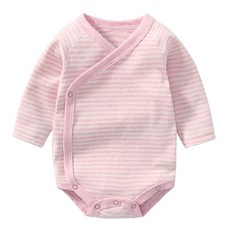 Mom's Care 新生兒條紋全按扣長袖連身衣