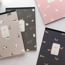 Pinkfoot 動物印花信紙本 4款, 米色貓咪款+黑色狗狗款+海軍藍狐狸款+粉色鴨子款, 1組