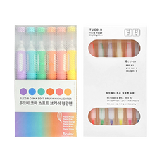 TUCO.B KOMA 軟刷頭螢光筆6色 + 雙頭透視窗螢光筆6色套組, 混色, 1套