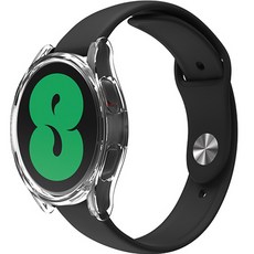 SINJIMORU Galaxy Watch矽膠錶帶+一體式硬殼保護套, 黑色(錶帶)+透明(錶殼)