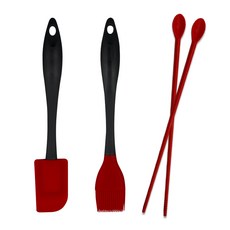 U-House矽膠鍋鏟A+調味刷+炒筷套組, 紅色, 鍋鏟A+調味刷+炒筷1雙