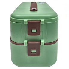 電便當盒 Set, 不鏽鋼電熱飯盒, 多種搭配不串味, 綠色, 1個