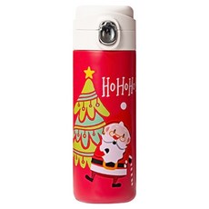 晟龍 聖誕限定 塗鴉風彈蓋真空保溫瓶, 顏色隨機, 400ml, 1組