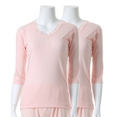 Carrylucy 女款40支棉網眼七分袖上衣 2件組