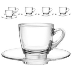 Ocean 肯雅濃縮咖啡杯盤組 杯子 70ml 55 x 56mm 6個 + 盤子 109mm 6個, 透明色, 1組