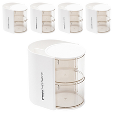 美得像專櫃 旋轉粉撲收納盒 雙層,5個,白色