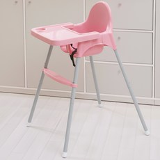 원더파파 높이조절 가능한 발 받침 하이체어, 파스텔 핑크