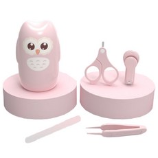 부엉이 유아 안전한 손톱깎이 세트, 핑크, 1세트