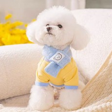 Puppy Dream 寵物圓領T恤 + 圍巾套組 00198, 1套, 黃色