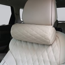 GMZ MOTORS 打孔皮革記憶棉車用頸枕, 米色, 1個