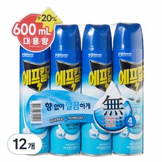 에프킬라 수성 에어로졸 모기 살충제 무향, 600ml, 12개