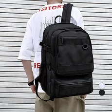 ROJI 男女通用大容量學生背包, 黑色