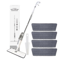 MONACO OLIVE 寬版細霧噴霧濕拖平板拖把 + 超細纖維專用拖布 4入 + 專用清潔組, 1套