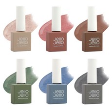 Jello Jello 暖絨特別凝膠系列 針織亮片凝膠指甲油 6件組, 1個, 經典米色, 玫瑰花束, 柔和胡桃, 秋日橄欖, 堅果藍, 煙燻灰