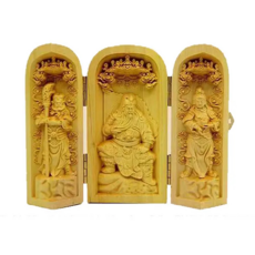 黃楊木佛龕, 關公 武財神 黃楊木色