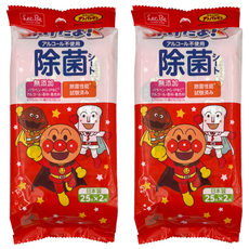 LEC ANPANMAN 麵包超人 日製抗菌濕紙巾 隨身包, 2包, 2袋, 25張