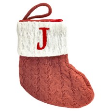 聖誕紅刺繡字母聖誕襪, 紅色 字母J, 1個