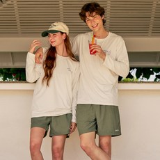 블랙몬스터핏 루즈핏 비치웨어 몬스터서핑 래쉬가드 긴팔 티셔츠, 아이보리