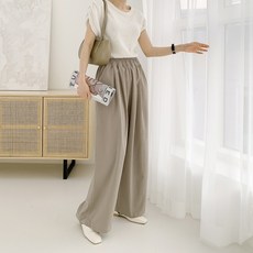 유세븐 여성용 밴딩 플리츠 편한 와이드 팬츠 DMWP4005