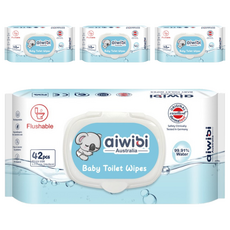 aiwibi 愛薇彼 可沖濕式紙巾, 42張, 4包