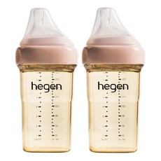 hegen 金色奇蹟PPSU多功能方圓型寬口奶瓶2件組 嫣粉色 240ml - 寶寶輕鬆抓握，安全材質，寬口易清洗, 1組