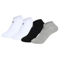 PUMA 毛圈布雙層氣墊機能性運動休閒踝襪 白色2入 + 灰色 + 黑色組合, AT, 1個