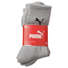 푸마 파일 이중쿠션 기능성 스포츠 캐주얼 파일장목 양말 4족, 그레이, 4개