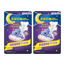 whisper 好自在 熊抱安睡 量多衛生棉, 夜用(42.5cm), 14片, 2包