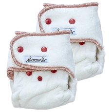 sloomb HLC 舒適軟毛巾面有機竹棉夜用布尿布, 70%竹纖維/28%有機棉/2%滌綸, LOAM 米色 + 紅色, 2件