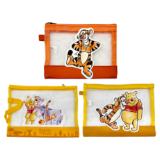 Disney 迪士尼 跳跳虎拼接網紗文件袋, 3入, 1組, S(180 x 130mm) + M(255 x 200mm) + L(335 x 250mm)