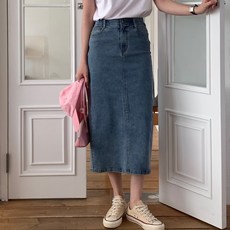 afinar 女款寬鬆彈力長版牛仔裙