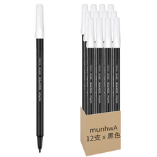 munhwA 電腦用簽字筆, 黑色, 12支