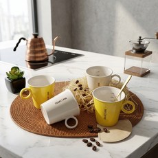 PAULUS New 即溶咖啡杯 2款 x 2入, 白色 + 黃色, 1套