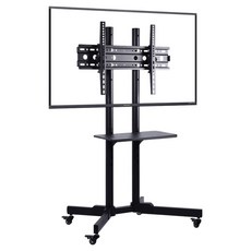 Life + 32~70吋可調節移動式液晶電視雙桿立架/電視立架 70 x 43 x 123-155cm 12kg, 消光黑, 1台