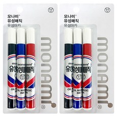 모나미 유성 매직 3종 세트, 흑색 + 청색 + 적색, 2개