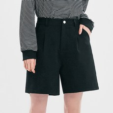 Elsso 女款抓褶百慕達A字寬版短褲 + 腰帶組