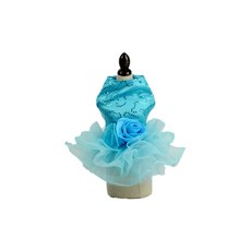 더깔끔 화려한 웨딩 드레스 반려동물 옷, 블루, 1개