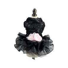 더깔끔 화려한 웨딩 드레스 반려동물 옷, 블랙, 1개